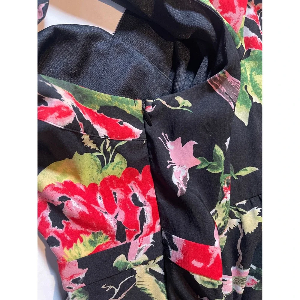 AS Atmosphere Studio Floral Sleeveless Midi Dress Black Red Pink Womens 16